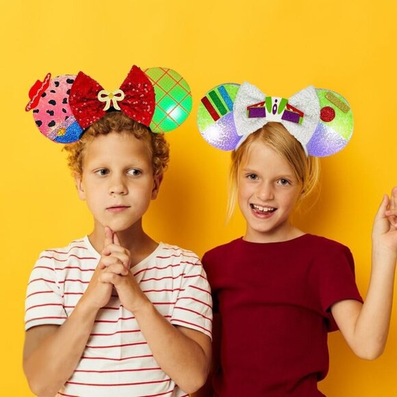 Christmas Mouse Ears Headbands LED Light Sequin Costume Accessories for Women